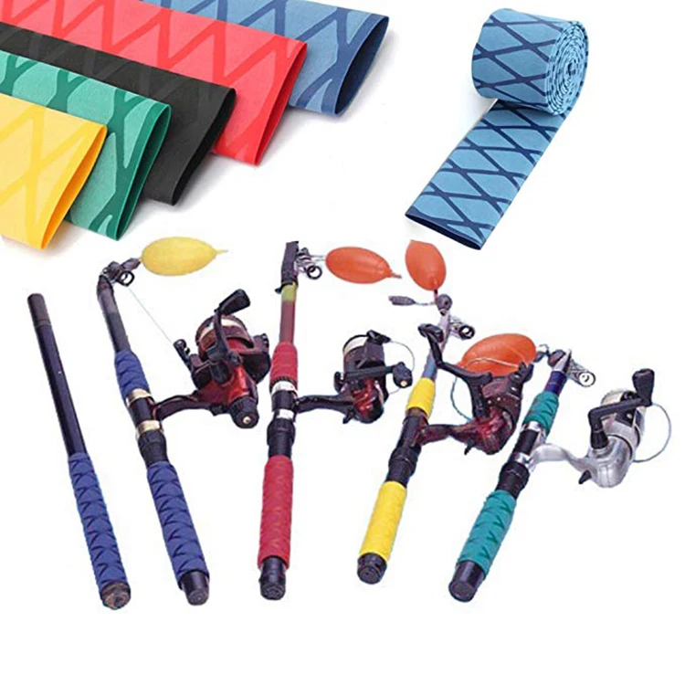 21 Nonslip Heat Shrink Sleeve Textured Pattern Fishing Rod Grip Handle Jacket Insulation Heat