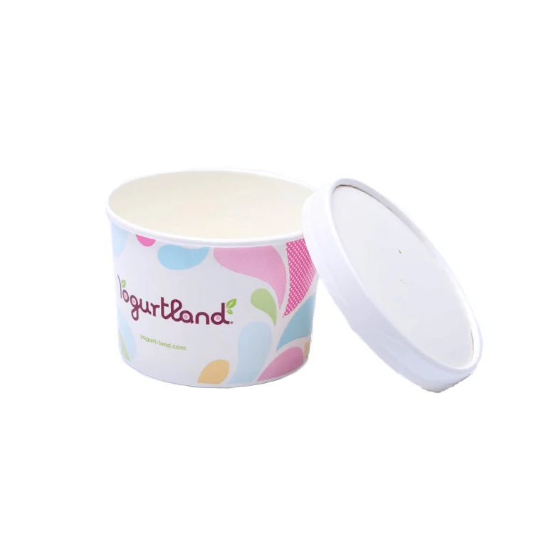 Custom 16oz Ecofriendly Disposable Kraft Ice Cream Sundae Freezer