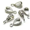 Factory Custom Made Pendant bail with CZ Stone Detail Silver Plated over Brass Findings