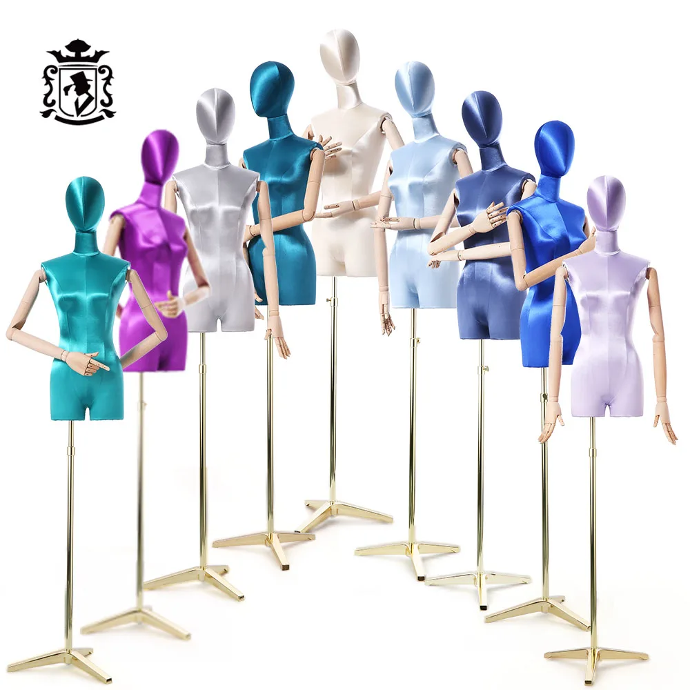 

RUICHEN Girl Mannequin For Clothes Fashion Mannequin Torso Wooden Arm Half Body Female Mannequin Head For Wigs, Beige