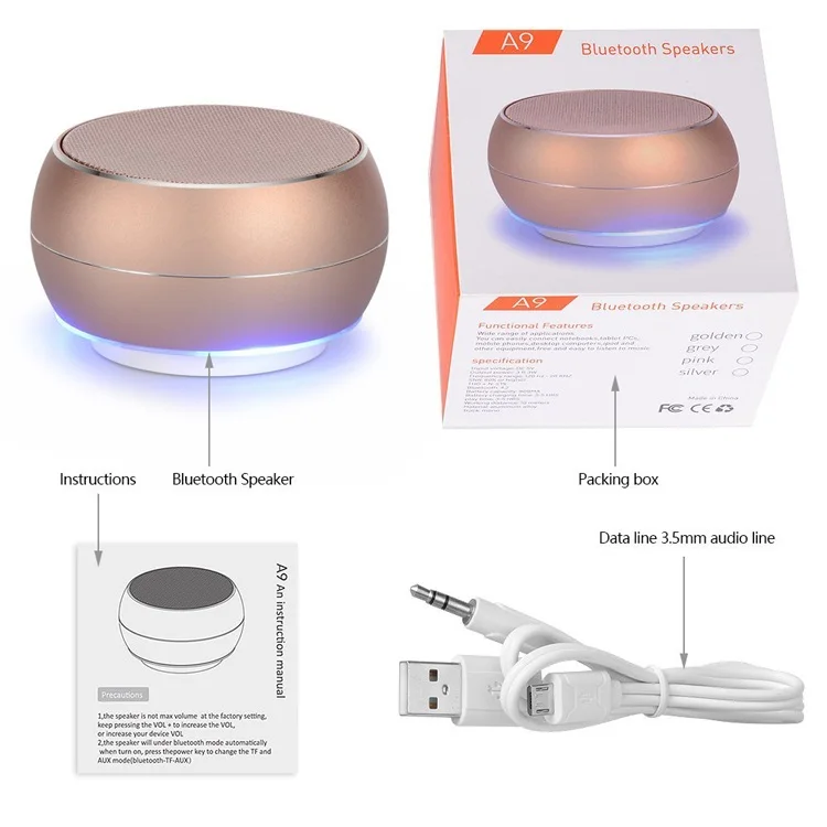 MINI LED Stereo Speaker Portable bluetooth Speaker with Hands-free Calling TF Card Slot for any Bluetooth Devices - ANKUX.COM