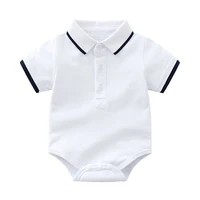 

Mudkingdom baby boy clothes newborn white and navy polo romper