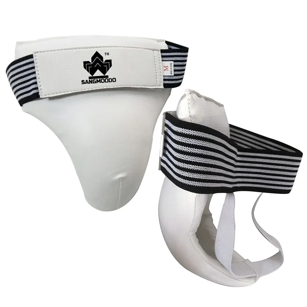 

Sangmoodo custom white durable comfortable pu plastic groin guard taekwondo