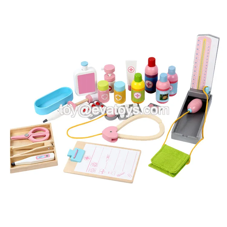 New Hottest Funny Doctor Cart Toy Wooden Kids Toy Medical Cart For