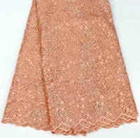 

Parties Fashion show beaded flower Lace Fabric luxury peach party dress heavy Embroidery