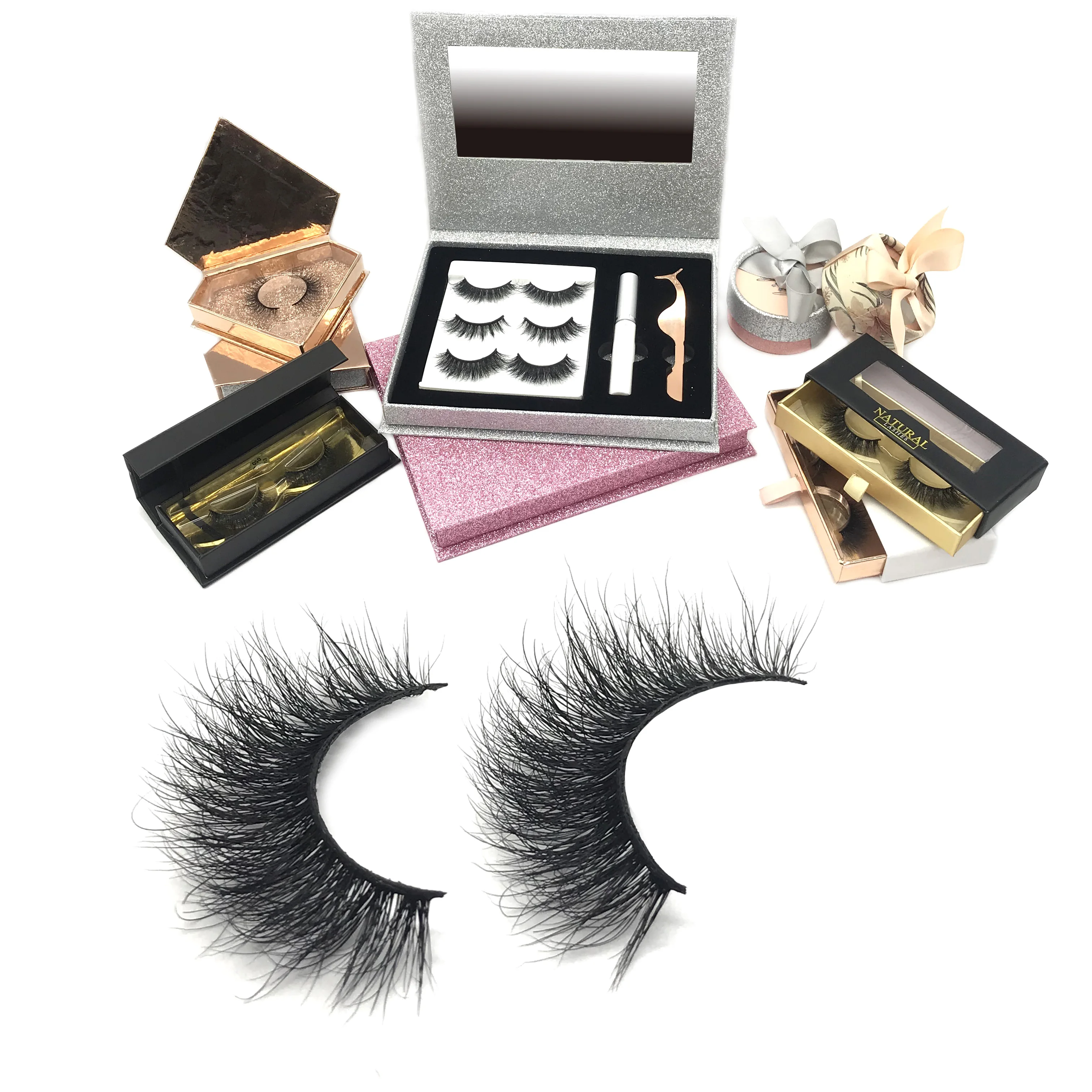 

Wholesale High Quality 3D Mink Hot Selling Eyelashes With Own Logo, Natural black