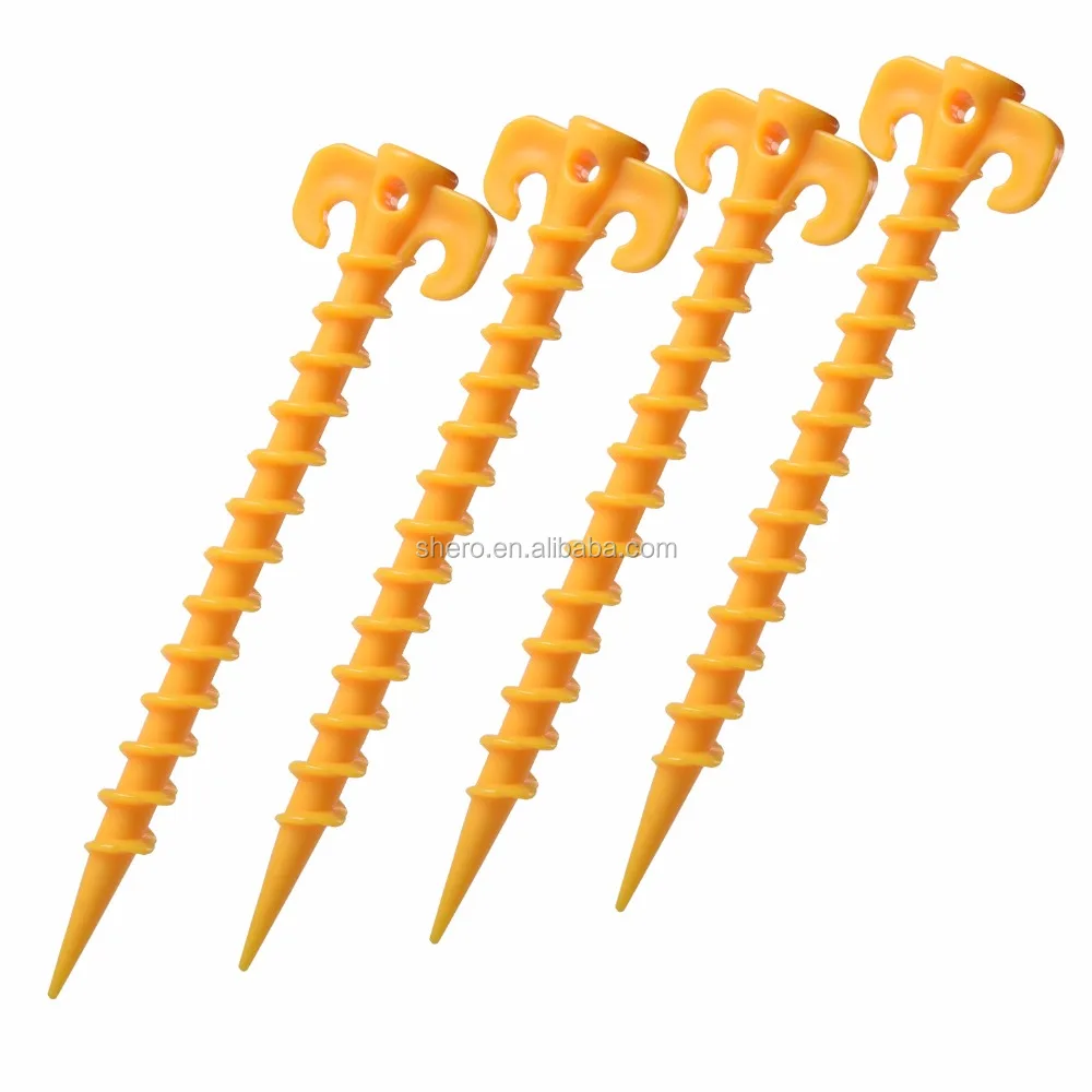 

20cm ABS yellow screw plastic tent peg type tent stake, Black;yellow..