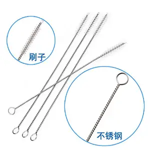 Image of Simple Metal Straw Cleaning Brush Set Nylon Bristle Wire Brush for Bar Accessories