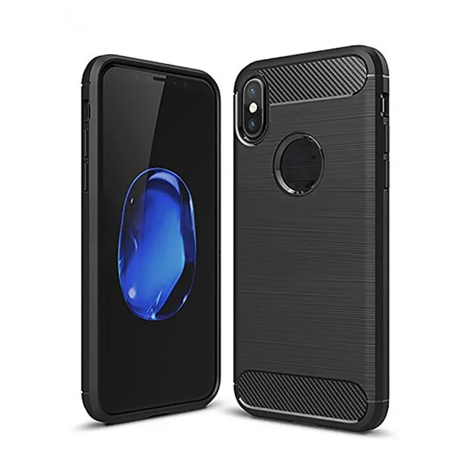 

Brushed Carbon Fiber Slim Silicone TPU Cover Case For iPhone XS/For iphone X, Black
