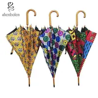 

Custom African Ankara Patterns Kente Print Summer Rain Curved Handle Umbrella