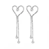 2019 Korean east gate ins cut-out love long diamond-encrusted earrings web celebrity makings thin earrings drop for women