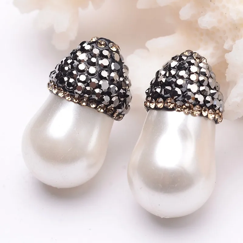 

Pandahall Polymer Clay Grade A Rhinestone Drop Shell Pearl Beads