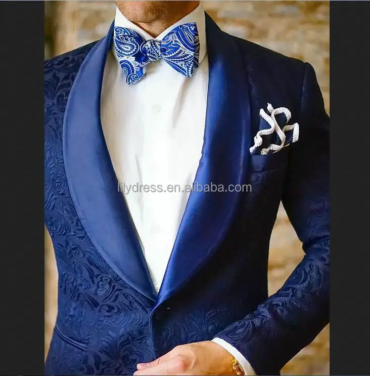 

HD059 Elegant Pattern Fabric 2022 Blue Men Suits Formal Party Tuxedos Shawl Lapel Satin Men Suit Custom Stylish Blazer With Pant, Per the request