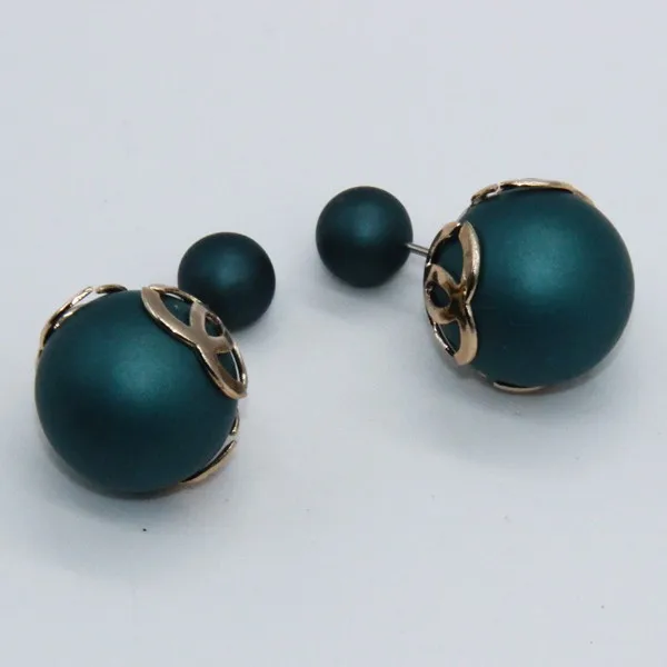 

Fashion jewelry classic pearl earring double side bead circle CC earrings for women stud earrings jewelry, Colors