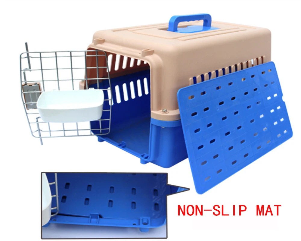 Market Transport Plastic Handle Dog Cage With Wheels Pet Carrier