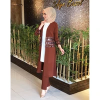 

Fashion high quality dubai islamic clothing long sleeve 2-piece set abaya dress saudi