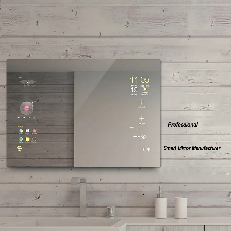 
Android Smart home Magic mirror with touch screen Bluetooth advertising WiFi zigbee AI home automation control 