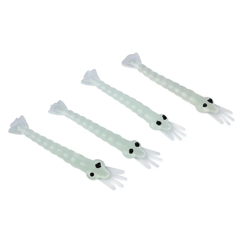 

Factory wholesale glow in the dark fishing lures 4cm luminous shrimp soft plastic lure, Light green