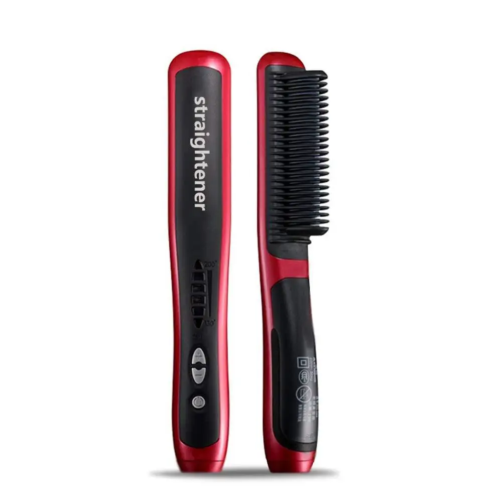 

Private Label Brush that Straightens Hair Adjustable Temperature Electric Comb, Red;pink