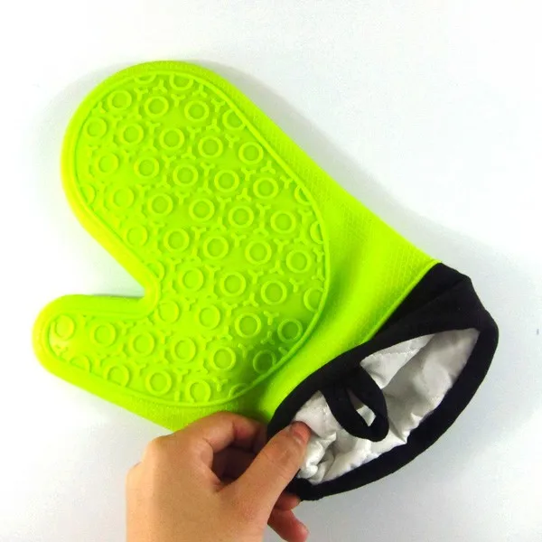 Cotton Lined Rubber Silicone Heated Microwave Oven Gloves - Buy