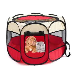 Image of Portable Folding Pet Tent Dog House Cage Dog Cat Tent Playpen Puppy Kennel Easy Operation Octagonal Fence Outdoor Supplies