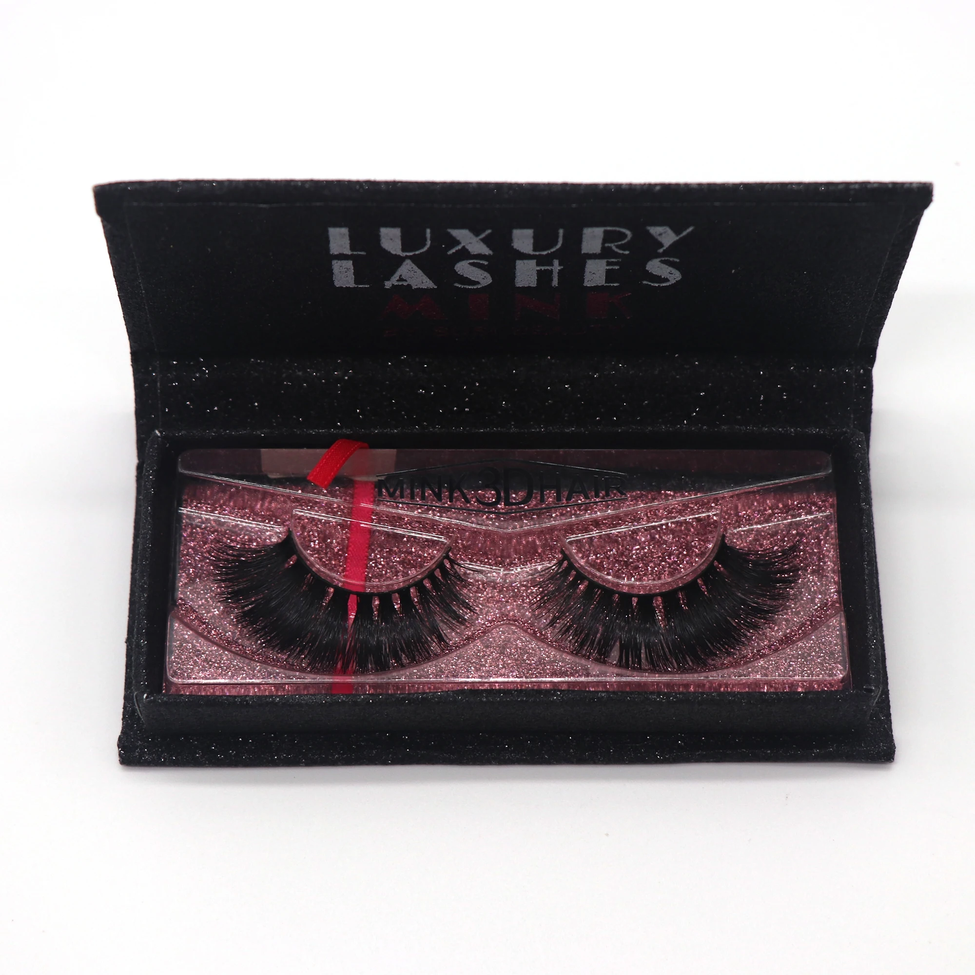

Private label fiber glue wispy vegan eyelashes, Natural black