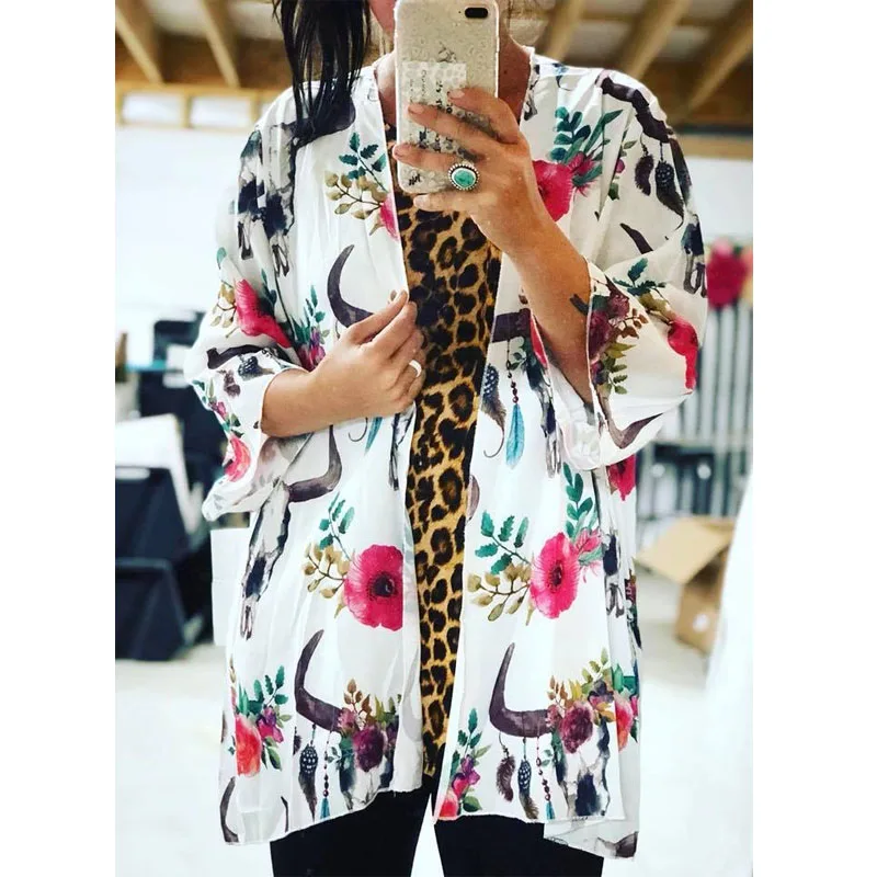 cow skull kimono cardigan