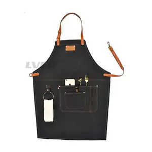 barista leather apron bar cafe denim apron