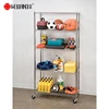 Garage Storage Heavy Duty Adjustable 5-tier Chrome Wire Shelving Units Shelves Rack With Wheels