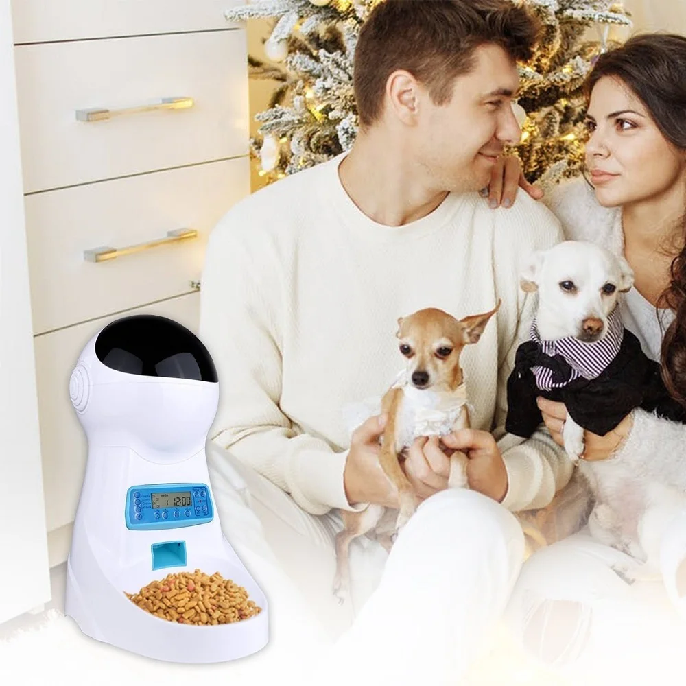 3L Automatic Pet Feeder Dog Cat Food Dispenser 4 Meals A Day Voice Recorder and Timer Programmable Pet Feeder for Cats and Dogs