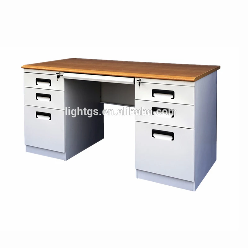 Metal Steel Office Furniture Computer Desk With Locking Drawers