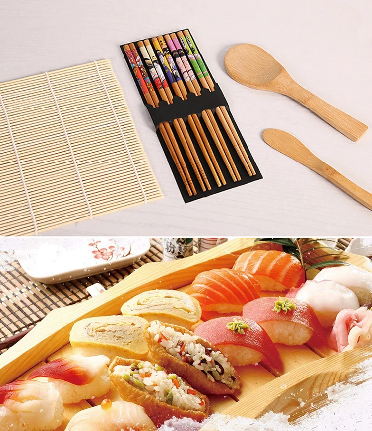 亚马逊新款设计4件 套竹制寿司制作套件家庭办公室派对美食爱好者自制寿司小工具 Buy 竹寿司垫寿司辊垫1件水稻叶片1件鳄梨切片器切割机diy寿司 制造商设置寿司配件 可水洗可重用卷寿司模具垫日本料理寿司滚动滚轮竹筒饭轧制设备蛋糕卷模具 寿司滚动滚筒模具垫日本料理寿司