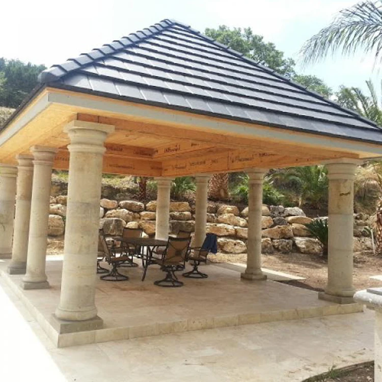 Casa de lujo decoración de talla de piedra cantera columnas de piedra