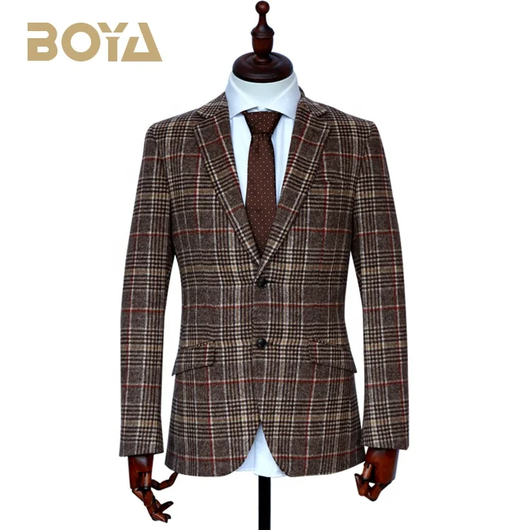 

New design checked TR fabric men casual blazer custom tuxedo suit for online business