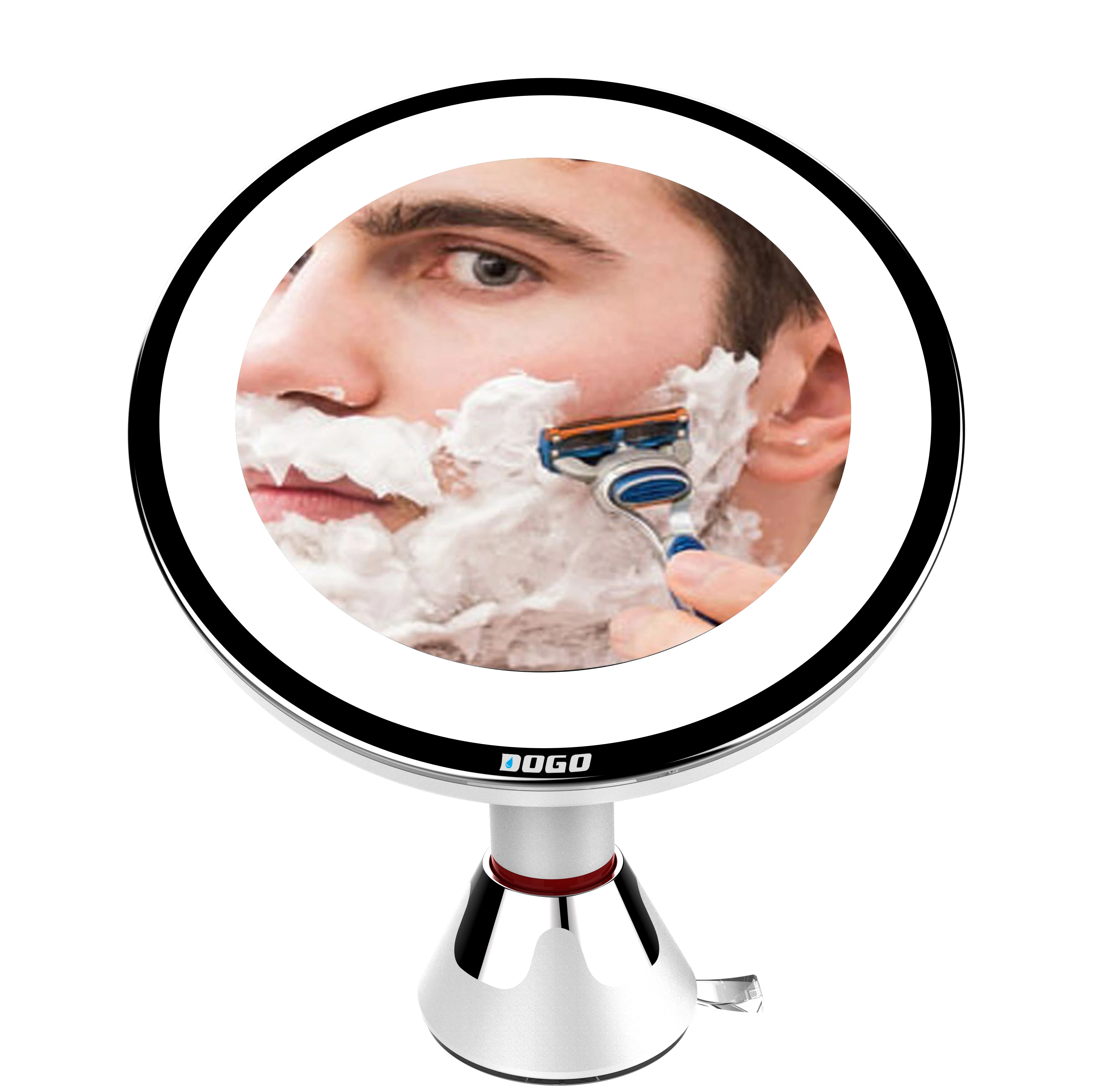 Amazon best seller plastic round led light swivel portable mirror