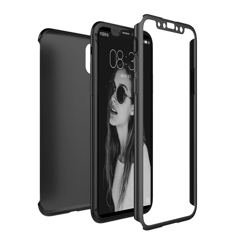 3 in 1 glass screen protector 360 protective 6 7 8 cover for iphone x case