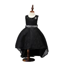 

Lace Elegant Kid Girls Fancy Dress With Crystal Neck Girl Princess Evening Party Trailing Dress L493