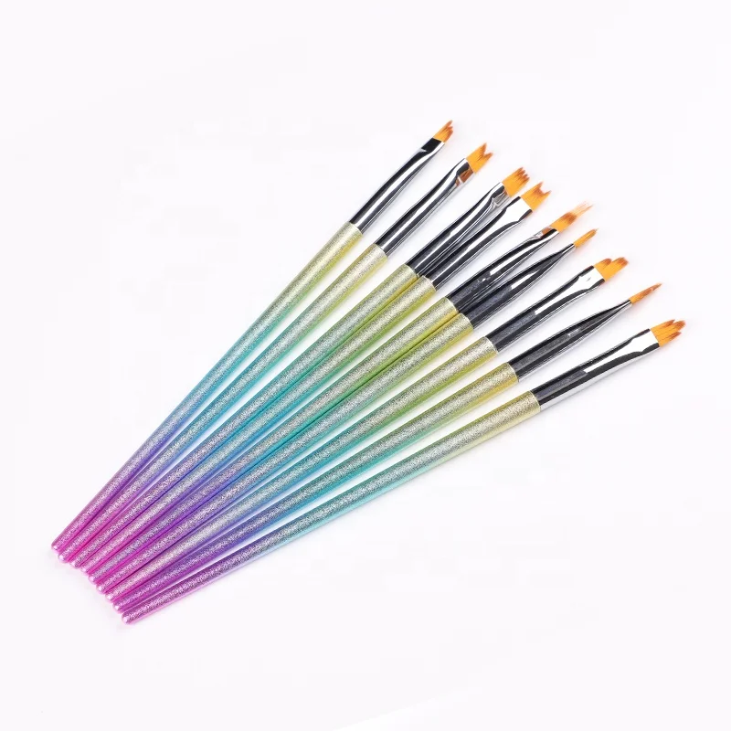 

New Nail Art Design Nylon Hair Nail Brushes Three Color Handle Gradient Petal Pen Painting Nail Pen