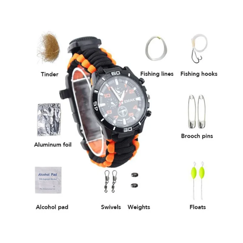 

EDC gear multi color camping survival bracelet watch, Multi-colors