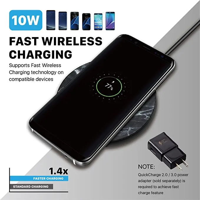 Newest 5w/7.5w/10w/18w Fast Wireless Charging Qi Marble Wireless
