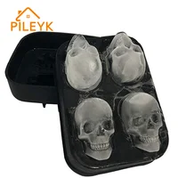 

3d Skull Ice Cube Mold With Lid,Flexible Food Grade Silicone Ice Cube Chocolate