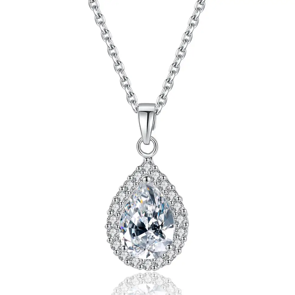 

LUOTEEMI Wholesale Free Shipping Fast Express 2015 Women Emerald CZ Water Drop Shape Elegant Bridal Pendant Necklace, N/a