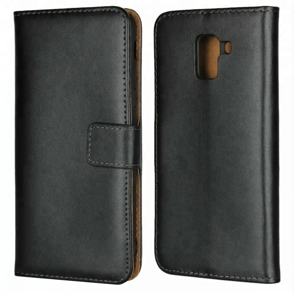 

iCoverCase Premium Leather Wallet Case Phone Accessories For Samsung Galaxy J6 2018 Mobile Covers, Black