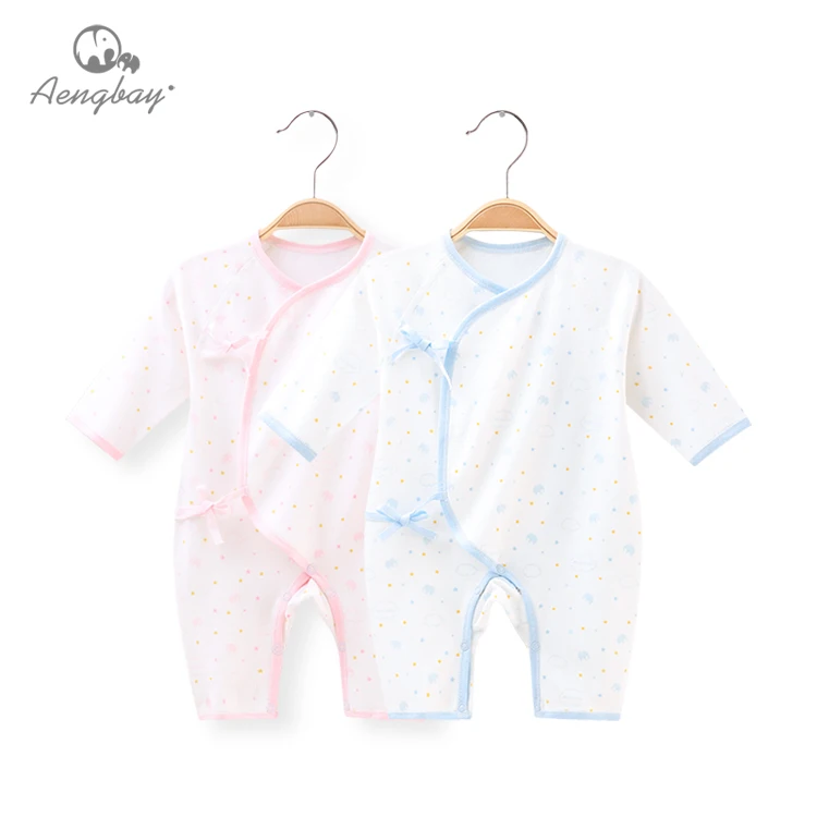 

Custom plain baby romper long sleeves high quality baby clothes 0-6 M infant, Pink / light blue