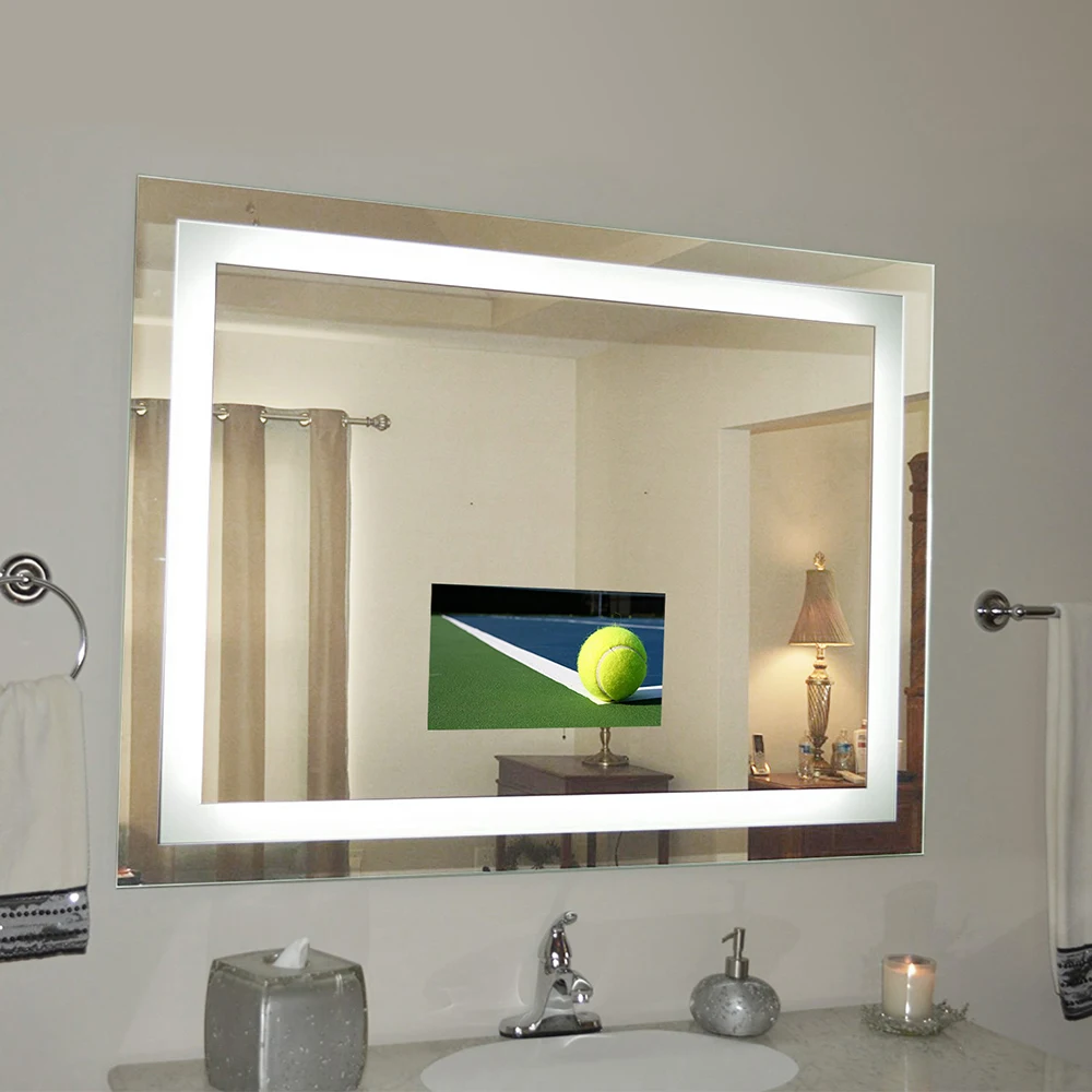 Bathroom Led Lighting Rectangle Shape Smart Tv Wall Mounted Mirror ...
