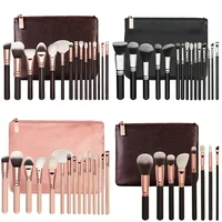 

Melason Custom Black Handle 15 Pieces Professional Pink Makeup Brush With Bag Set Your Own Brand Wholesale Cosmetic Tools