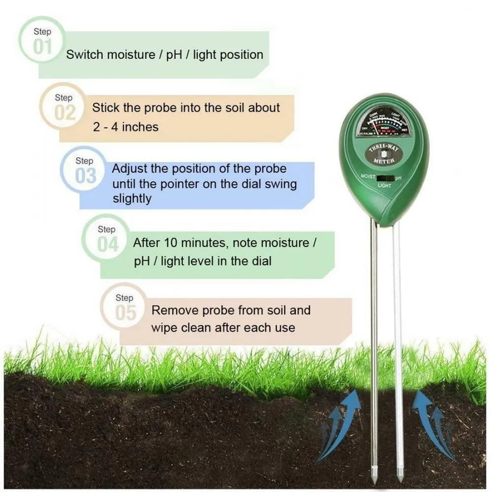 Wholesale 3in1 Soil Tester Meter For Garden Lawn Plant Pot Moisture