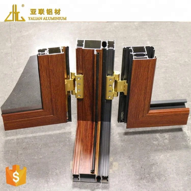 Wood Effect Aluminium Windows Doors Profile,Samples Of Finished