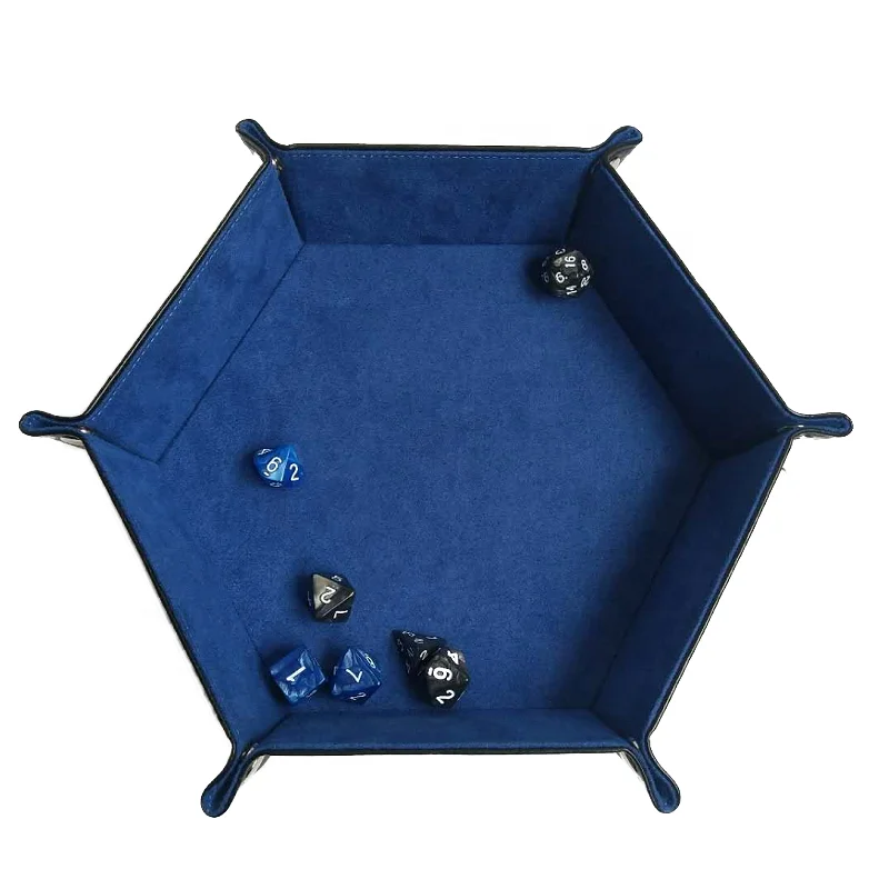 

Wholesale custom pu leather foldable hexagon storage tray game dice tray, Customized