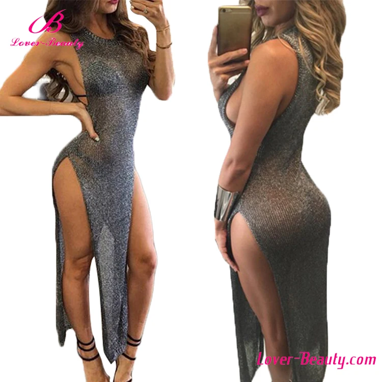 

No Moq Silvery Transparent Beach Dress Beachwear Cover Up, N/a